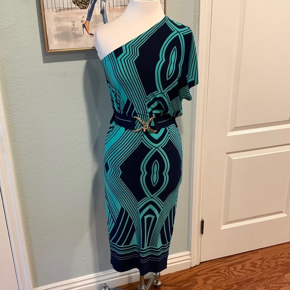 Marisa Kenson Collection One Shoulder Bodycon Midi Dress • Maybelinn • Sz XS NEW - Picture 2 of 15